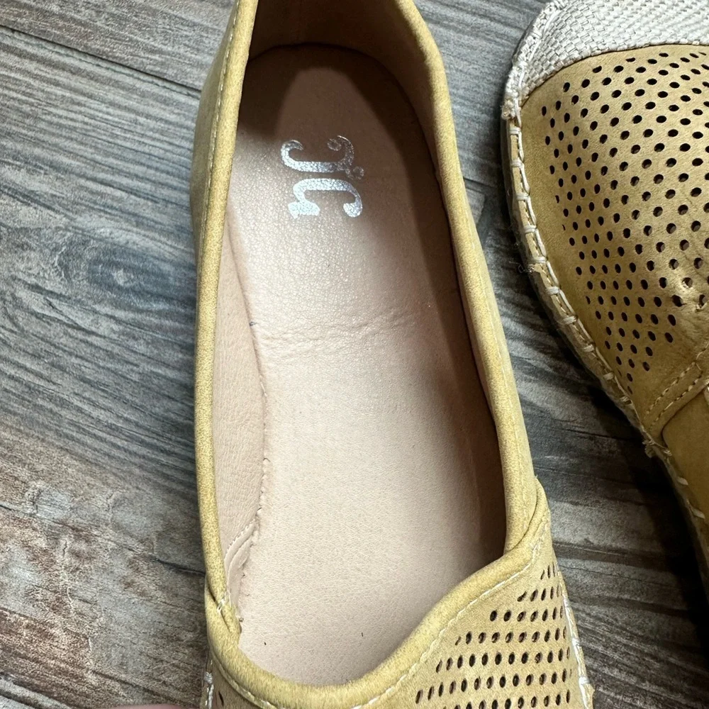 Journee Collection Women Yellow-Tan Perforated Espadrille Slip-Ons